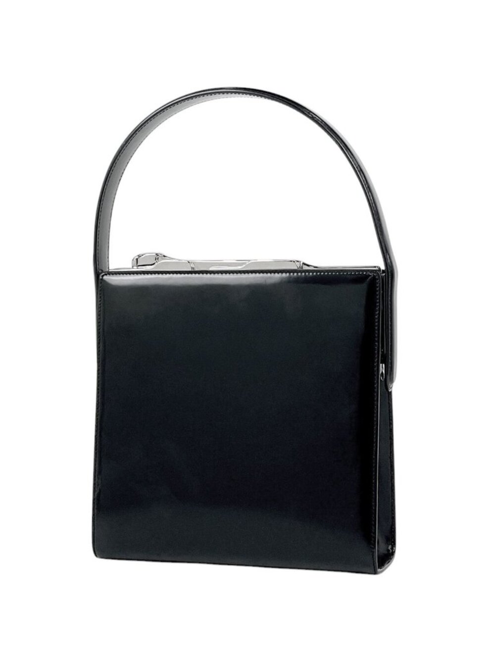Cartier Handbag Kiss Lock Leather Black